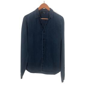 The Kooples Women’s Sz XS Blue Tencel Denim Long Sleeve Button Front Shirt